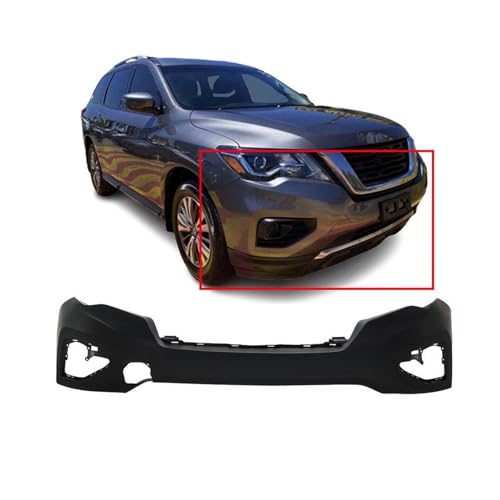 Image of FitParts Compatible with Nissan Pathfinder 2017-2019 Front Bumper Cover | Primed, With Fog Light Holes, Ready to Paint, OEM 620229PF0H, NI1000314