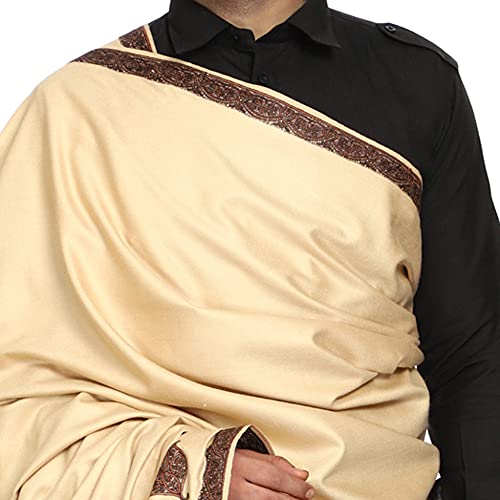 Image of SWI WITH LABEL Men's Embroidered Fine Acrylic Shawl | Men's Shawl Inspired by intricate traditional Kashmiri embroidery work | Felicitation Shawl to honor chief guests