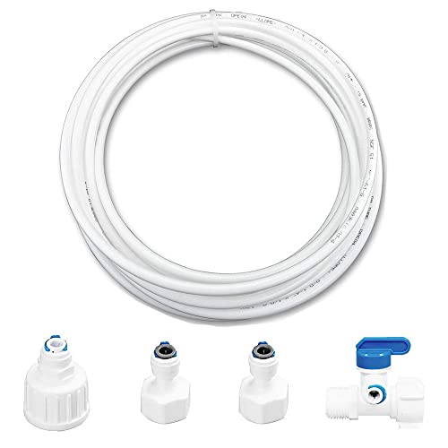 5 m Kit Connecteur Tuyau Réfrigérateur, Raccord De Cnnecteur Pour Réfrigérateur Tuyau, Tuyau D'Alimentation En Eau Universel, Avec Vanne Anti Retour, Pour Réfrigérateurs Européen, 1/4" Cover