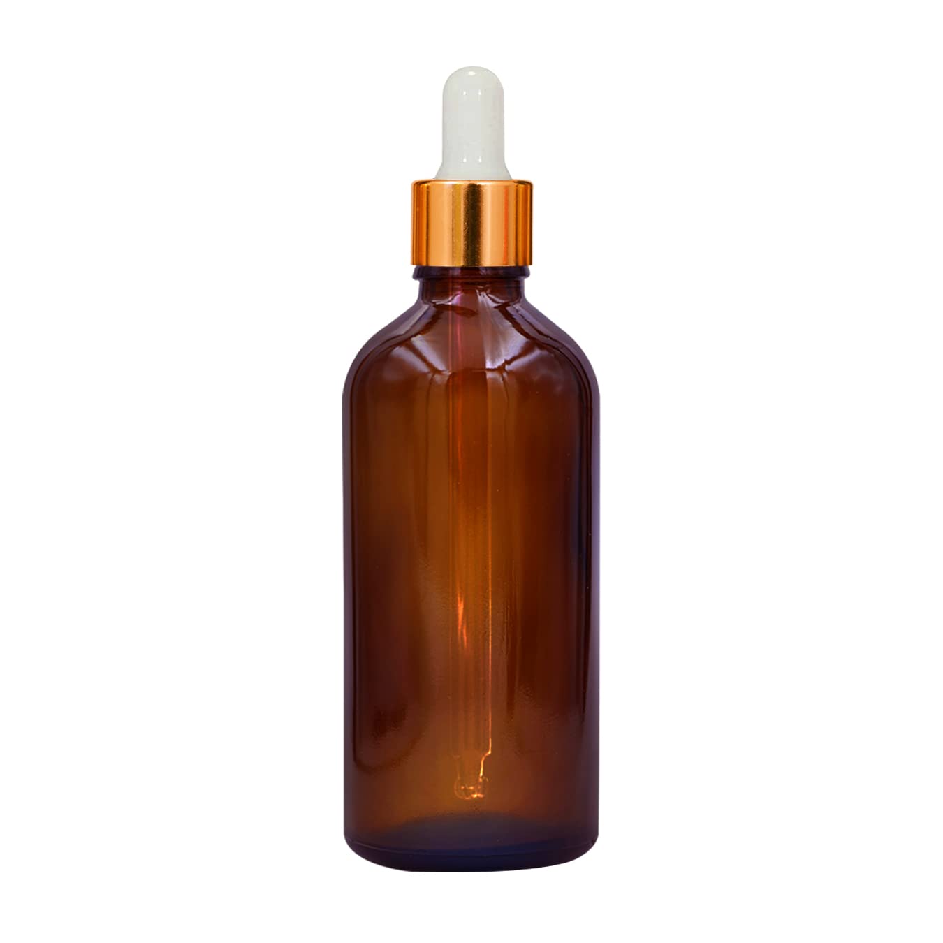 100 ml Amber Round Empty Glass Bottle/Glass Dropper/Golden Ring/White Silicone Teat, Refillable, For Essential Oils, Diy Perfumes (Pack Of 1)-image-10