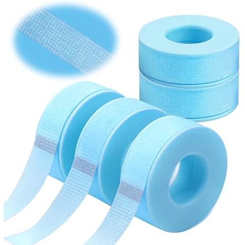 MERETON Lash Tape for Eyelash Extensions - Silicone Gel Eyelash Tape Eyelash Extension Tape for Sensitive Skin Pain Free Removal Breathable Micro Eyelash Extension Supplies（1 in x 4yd，5Rolls Blue） Cover