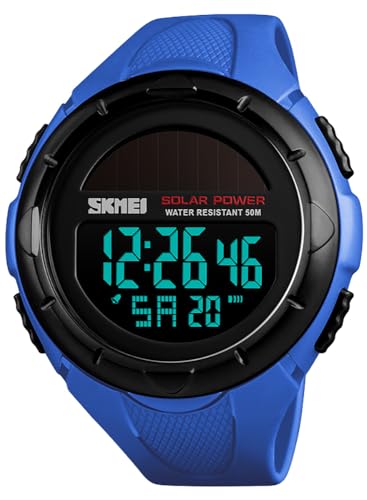 Montre solaire homme pour lire l'heure la nuit avec LED et 50m