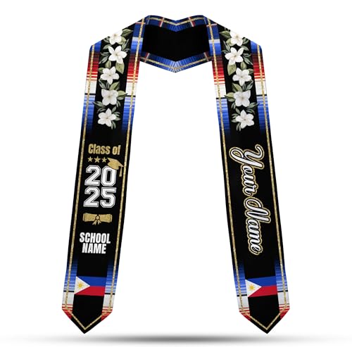 MonkeyVan Philippine Graduation Stole Philippines Graduation Flag Stole Sash Philippine American Flag Graduation Sash Plp2