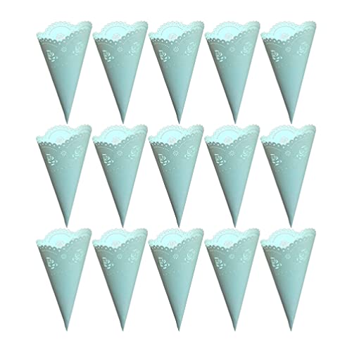 Operitacx 20pièces Porte-confettis Papier Crépon Bleu Cornets à Pétales Creux pour Confettis Set De Cônes Papier pour Mariage Ou Fête