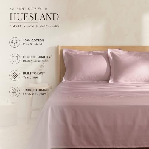 Image of Huesland Premium 100% Cotton Luxe Soft Touch 300 Thead Count Pillow Cover Set of 2 - Cameo Pink