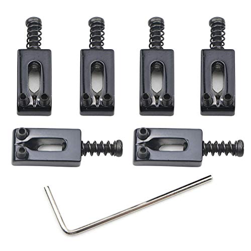 Unxuey Sillas de puente para guitarra, 6 unidades, color negro, para guitarra eléctrica, trémolo, para trémolo, Fender Strat, Stratocaster, repuesto para guitarra eléctrica