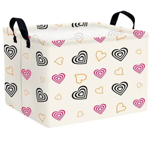 Image of Valentine's Day Basket Gift for Empty Cute Heart Large Storage Bin for Kid and Baby Room Decor (Red and Black)