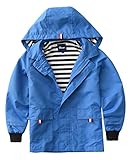 Hiheart Boys Waterproof Hooded Jackets Cotton Lined Rain Jackets Blue 3T
