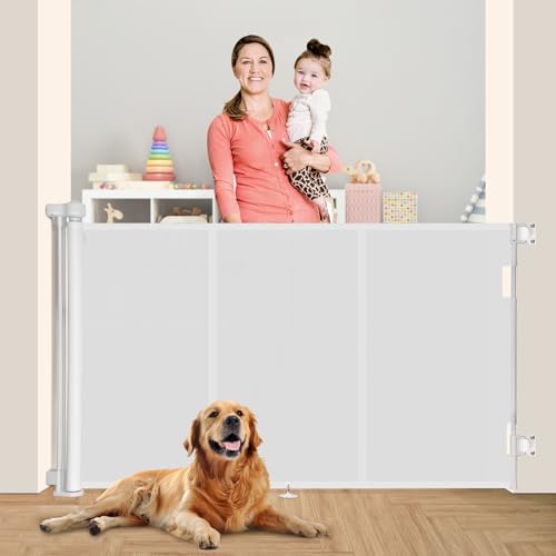 Image of Miumoon 71 inch Retractable Baby Gates 42 inch Tall, Retractable Gate with Reinforced Strip Design to Prevent Crawling Through, 6 FT Retractable Dog Gate for Stairs, Doorways, Hallways, Indoor/Outdoor