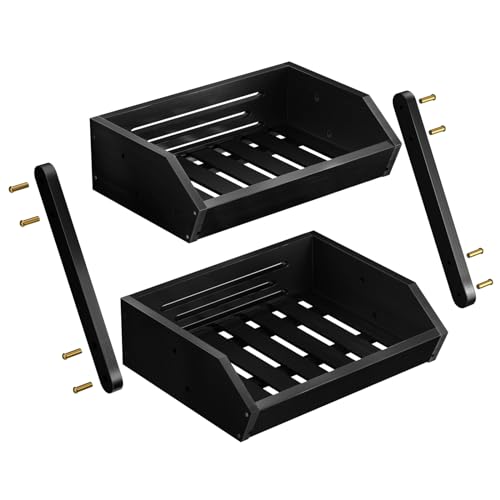 Miniatura 6 de Calm Cozy Soporte De Bambú Para Cesta De Frutas, 2 Niveles Estante Para Frutas,Cesta De Almacenamiento De Pan, Soporte Para Verduras Para Encimera De Cocina, Negro