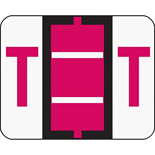 Smead 67090 A-Z Color-Coded Bar-Style End Tab Labels Letter T Red 500/Roll #TOP3