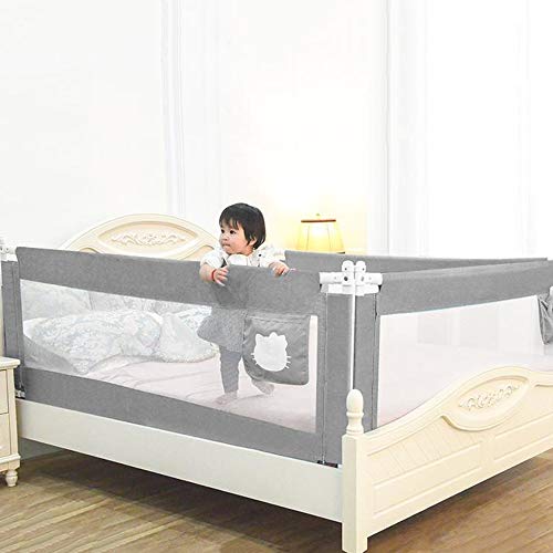 Barrera de cama infantil de 200 cm vertical y plegable verde 3