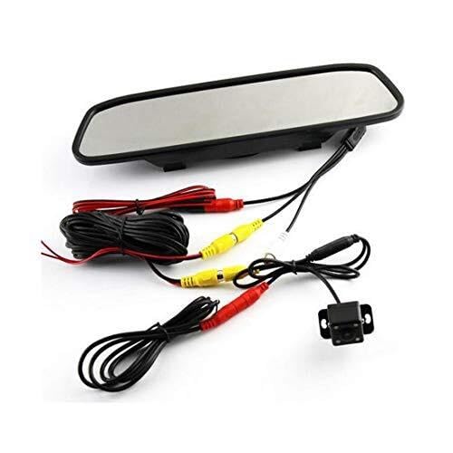 caméra de recul Moniteur De RéTroviseur Stationnement Automatique 4,3 Pouces + CaméRa Recul Ccd À Vision Nocturne À 4 LED avec Kit ÉMetteur-RéCepteur sans Fil Sauvegarder