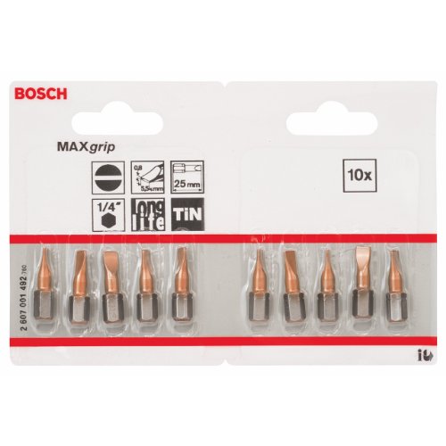 Bosch 2 607 001 492 - Punta de atornillar Max Grip - S 0,8x5,5, 25 mm (pack de 10) Cover