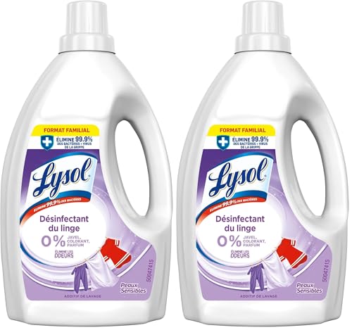 Lysol Additif de lavage Désinfectant du linge Peaux sensibles 1,5L (Lot de 2)