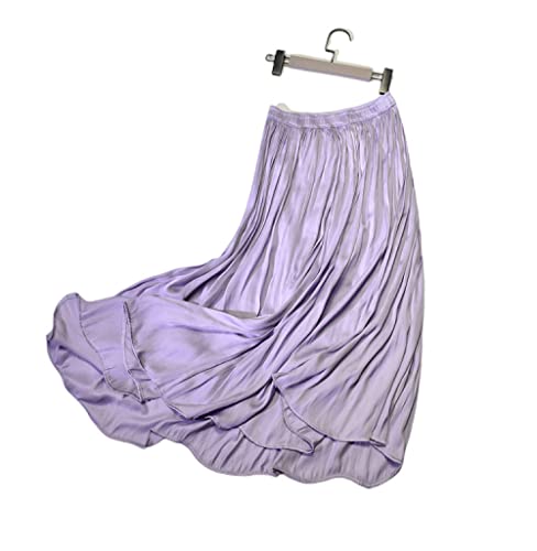 Jupe Midi Élégante Violette au Tissu Brillant et Finitions Premium