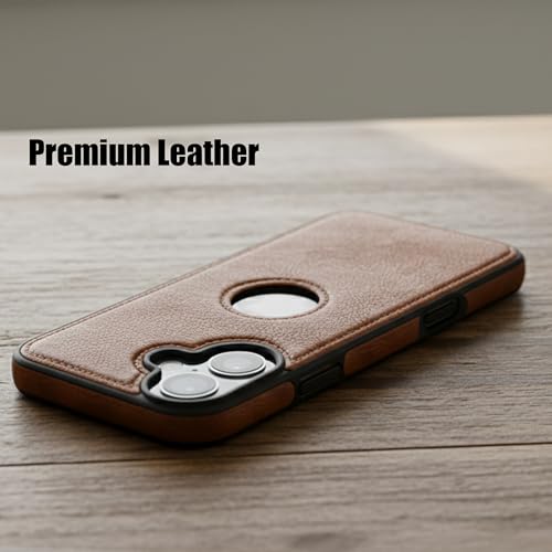 Image of Leather Case for Apple iPhone 16 Plus Premium Protective Stylish Slim Cover with Shockproof Raised Edges Brown