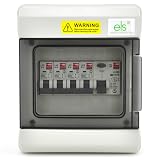 ELS Elektortechnika - Scatola di distribuzione IP66, 6 moduli, in ABS resistente ai raggi UV, con 4 interruttori LS (B10/B16) + FI/RCD 40A 30mA tipo A, impermeabile, ideale per casa, garage, officine.