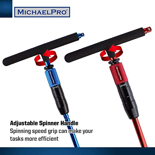Image of MichaelPro Gift Edition 1 /4 inch & 3 /8 inch Drive 2 Way Speed Adjustable T Handle Wrench Set, Patented Design with Spinner Handle, 3 Level Grip Positions, T Bar Socket Wrench Set, MP009015-XM