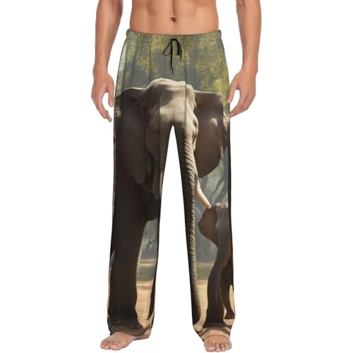 Pantalon de pyjama homme imprimé éléphant en tissu léger et fluide