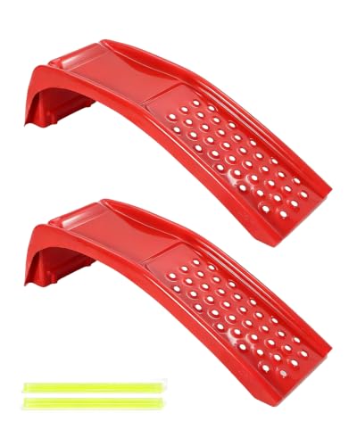 SLEKVERSA Heavy Duty Steel Car Ramps, 8' Lift, 8000 Lbs, 2-Pack, Red
