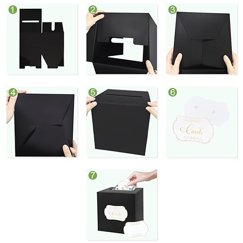Image of 1 Pack Black Card Box for Party, 8.7 inch Black Gift Card Box Money Box for Birthday, Wedding, Baby Shower, Retirement, Anniversary, Bridal Shower, Raffle Ticket