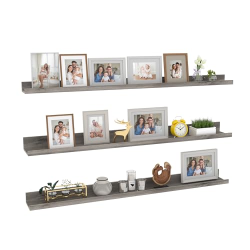 Giftgarden 47 Inch Gray Floating Shelves for Wall Mount, Grey