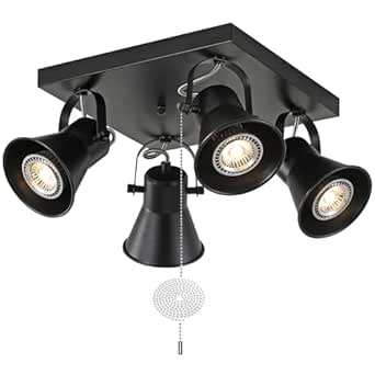 SEEBLEN 4 Light Semi Flh Mount Ceiling Light, Farmhoe Wooden Track Lighting Fixtures Ceiling, Rtic Kitchen Lights Ceiling For Island Dining Room Living Room - View #11