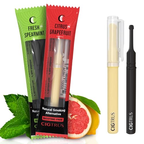 Cigtrus Craving Relief Inhaler, Natural Quit Smoking Substitute, Nicotine & Tobacco-Free, Cigtrus Non-Electric Solution (Citrus Grapefruit & Spearmint) - Pack of 2