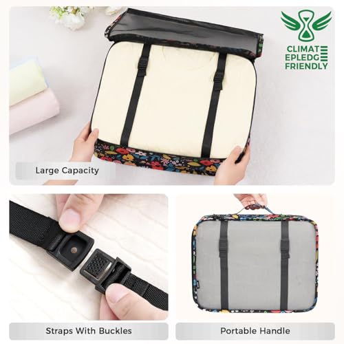 Image of BAGAIL 8 Set Packing Cubes Luggage Packing Organizers for Travel Accessories-Black Floral
