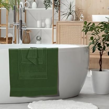 GLAMBURG Ultra-weiches 6er-Pack Baumwoll-Handtuch-Set, enthält 2 übergroße Badetücher 70 x 140 cm, 2 Handtücher 40 x 60 cm und 2 Waschbetten 30 x 30 cm, Olivgrün – Bild 5