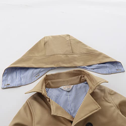 Ljyh Toddler Boys Classic Buttons Peacoat Kids Hooded Toggle Dress Trench Coats Khaki 5/6Yrs thumb #2