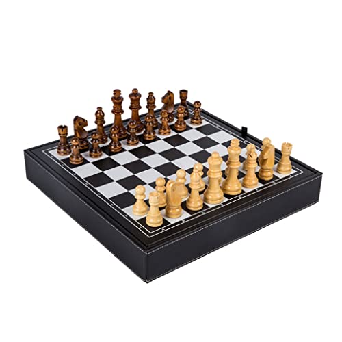 ROLTIN Juego de ajedrez con Almacenamiento, Piezas de ajedrez de Madera, Tablero de ajedrez MDF de 12,6 x 12,6 Pulgadas, ajedrez de Regalo. Juego de Tablero de ajedrez Juego de ajedrez