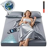 Grounding Sheets King Size, 20% Pure Silver Fiber + 80% Organic Cotton, Grounded Sheet Earth Connected Bedding Fitted Earth Sheets with Grounding Cord