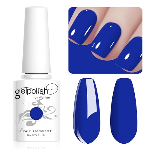 Vishine 8 ml Smalto gel blu elettrico, semi-permanente soak off UV LED nail art manicure fai da te LM071