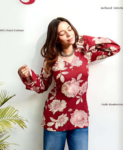 Image of ANNI Designer Cotton Short Kurti for Women | Stylish Kurti | Short Kurti Top | Casual Kurta for Women | Comfortable Cotton Kurtis for Womens
