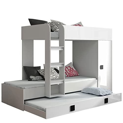 Etagenbett für Kinder Ritmo II, Stockbett mit Kleiderschrank, Kinderbett...