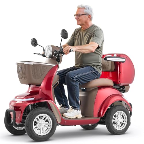 VEVOR Heavy Duty 4-Wheel Mobility Scooter, Powerful 1000W Brushless Motor, 500...