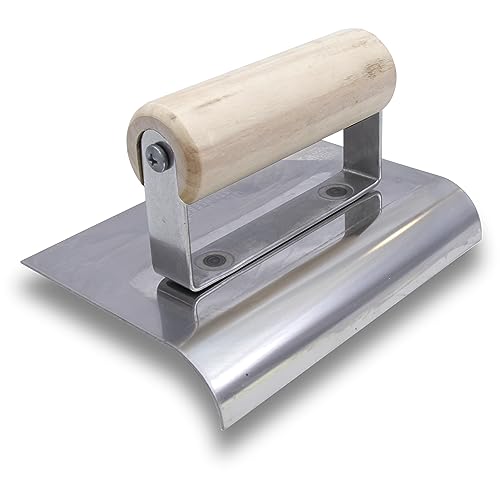 Marshalltown CE510S 6 x 4 SS Edging Trowel 3/4R, 7/8 Wood Handle, Silver