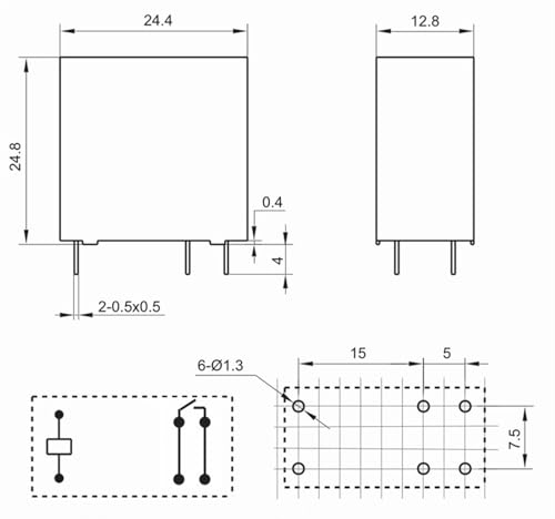 Relé 6 pines OSZ-SH-112DM8 interruptor electromecánico 12V 16A para placa circuito 42F-1A 2