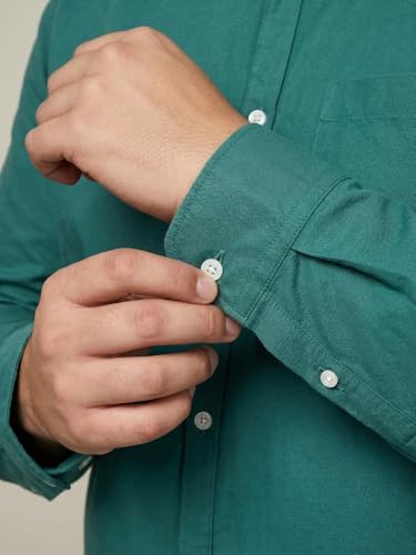 Image of Urbano Plus Men's Cotton Full Sleeve Regular Fit Solid Oxford Shirt with Button-Down Collar