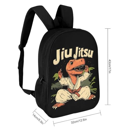Jiu Jitsu Dinosaur 17 Inch Backpack Classic Travel Daypack with Adjustable Shoulder Straps for Men Women2