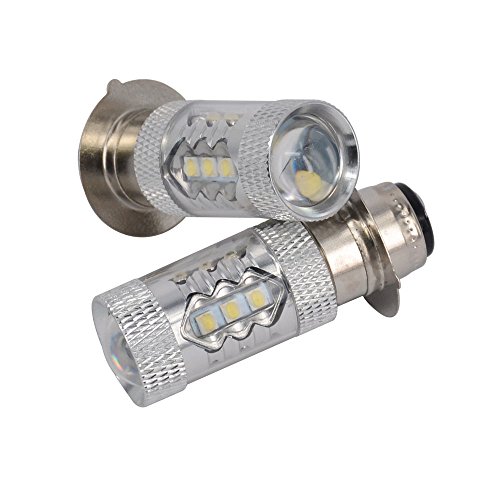Image of 2Pcs 80W Super White LED Bulbs P15D H6M for ATVS YFM350 400 450 660 700 Raptor Blaster 200 350 YFZ 450 TRX 400EX LTZ400