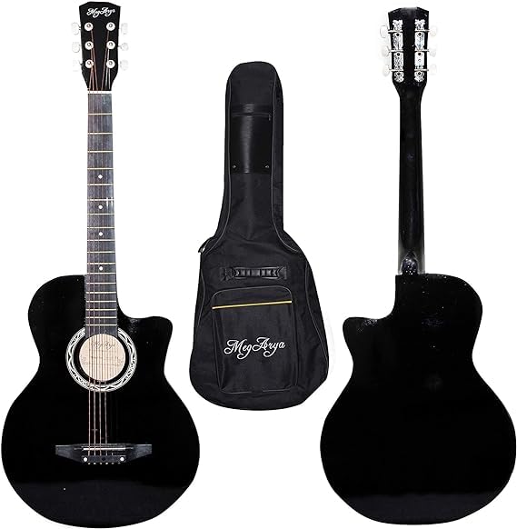 38 Inch Black Cutaway Acoustic Guitar With Bag
