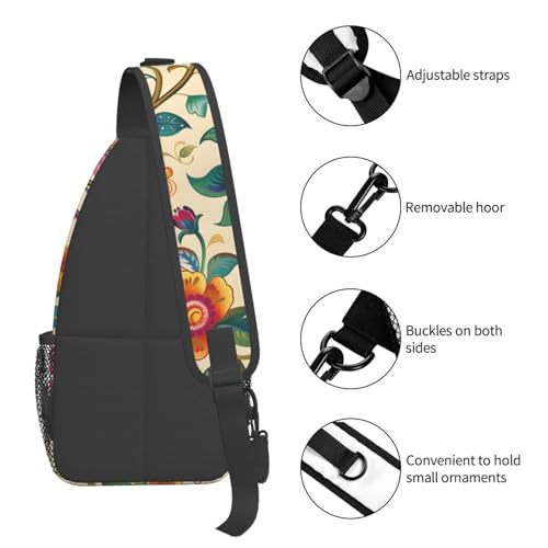 Mochila bandolera Artistic Style Flowers para mujer y hombre miniatura 5