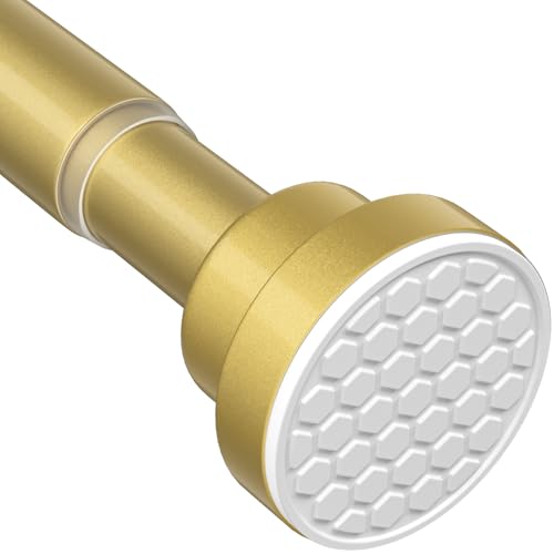 Image of 1 Pack Gold Spring Tension Curtain Rod 28-48 Inches | 7 /8 inch inch Adjustable Curtain Rod No Drill, Anti-slip Spring Curtain Rod for Windows Bathroom Kitchen Closet Doorway