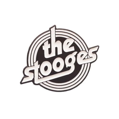 Distrigeek Pin's Stooges Iggy Logo en métal émaillé badge broche pins groupe de musique Rock vintage noir et blanc idée cadeau pour homme femme fan de rock