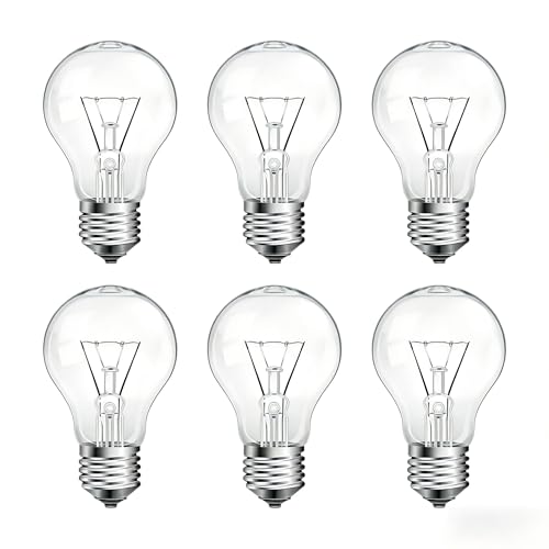 NABKRA 60 Watt Incandescent Light Bulbs A19 Shatter Resistant Rough Service Light Bulb Soft White 6 Pack