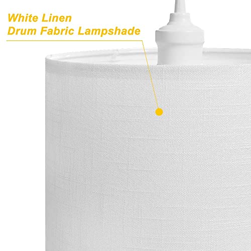 Qitim Plug In Pendant Light, Hanging Lamp With Plug In 15Ft Clear Cord, White Fabric Shade, On/Off Switch, Ceiling Light For Bedroom, Living Room, Basement, 2 Pack #TOP4