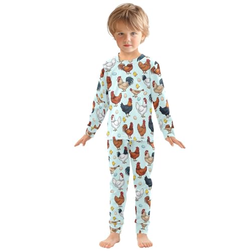 Pajama Sets Long Sleeve Chicken Eggs and Chicks Soft Comfy Sleepwear 2 Piece PJS 3-8T2